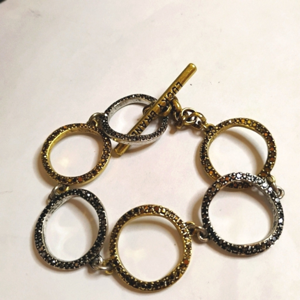 Lucky Brand Silver & Gold Tone Rhinestone Bracelet - Picture 3 of 3